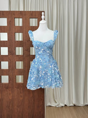 Floral Embroidery Sequins Mini Dress