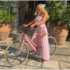 Lace Embroidered Square Neck Sheer Crop Top And Wide Pants Set