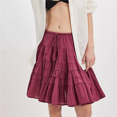 Ruffle Hem Knee Length Skirt
