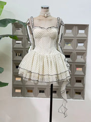 Polka Dot Tiered Ruffle Hem Mini Dress