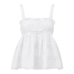 Babydoll Lace Trim Tiered Top