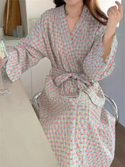 Printed Long Sleeve Night Gown Robe