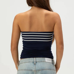 Polka Dot/Striped Bandeau Crop Top