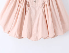 Pink Metal Hook Corset Lace Up Back Bubble Mini Dress