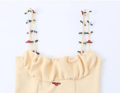 Apricot 3D Flower Strap Top
