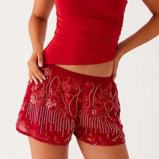 Sequin Bead Embellished Shorts