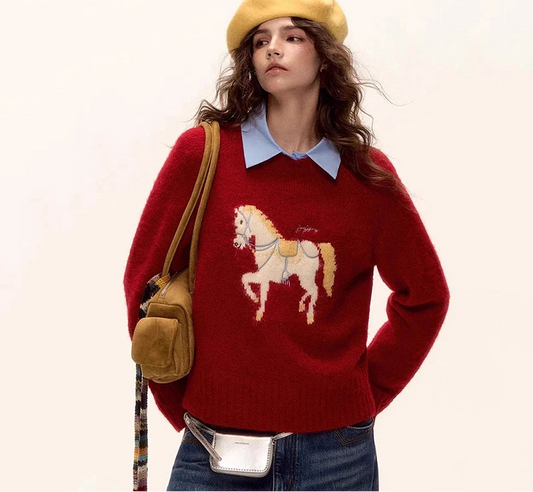 Red Horse Graphic Sweater
