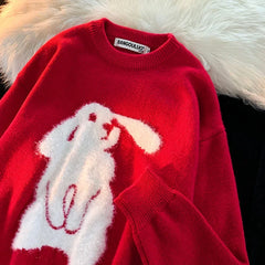 Rabbit Print Fuzzy Sweater