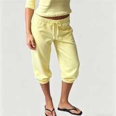 Drawstring Low Waist Capri Sweatpants