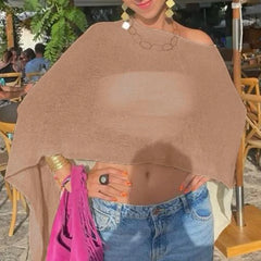 Sheer Shawl Beach Cover-ups Knitted Top