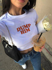 Dump Him White Crop Top - Free From Label