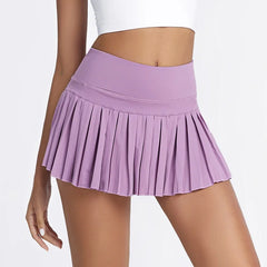 Purple pleated skirt worn by a person 