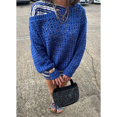 Off Shoulder Crochet Hollow Out Sweater