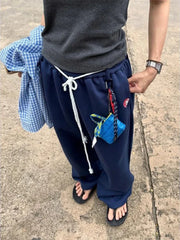 Blue Drawstring Belt Sweatpants