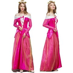 “Disney princess cosplay pink aurora gown for women”