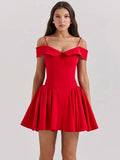 Off-Shoulder Frill Mini Dress