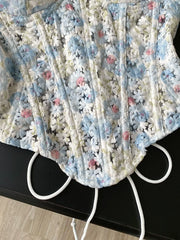 3D Flower Tube Fibone Embroidery Corset