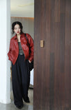 Red Faux Leather Jacket