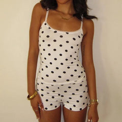 Strappy Cami Crop Top And Micro Shorts Loungewear Set