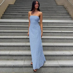 Polka Dot Strapless Maxi Dress