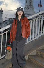 Red Faux Leather Jacket - Free From Label