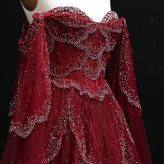 Off-Shoulder Tulle Sequin Flower Petal Embroidered Gown