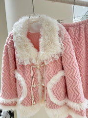 Pink Flannel Fleece Sleepwear Three Piece Set