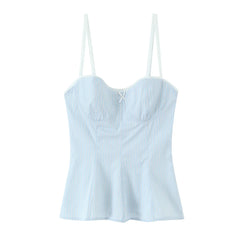 Stripe Sleeveless Pleated Top
