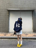 Blue Graphic Letter Hoddie