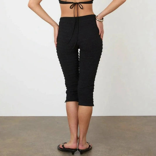 Textured Pattern Cropped Leggings