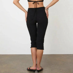 Textured Pattern Cropped Leggings