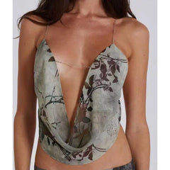 Metal Chain Cowl Neck Top