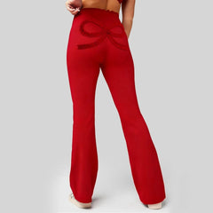 Back Ruffle Bow Flared Trousers