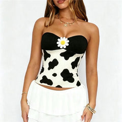 Printed 3D Daisy Flower Decoration Bandeau Top