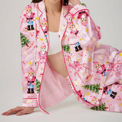 Christmas Santa Claus Print Long Sleeve Shirt With Pants Pajama Set