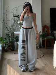 Baggy Patchwork Sweatpants Loose Fashion Track Trousers