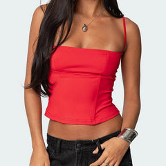 Square Neck Cami Solid Crop Top
