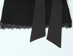 Black Lace Trim Bow Mini Skirt