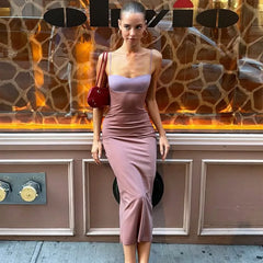 Purple Patchwork Cami Long Dress