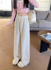 Rainbow Knitting Wide-leg Elastic Waist Pants