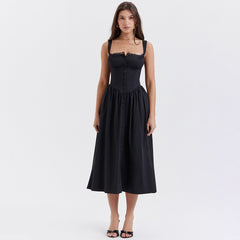 Buttoned Frill Strap Midi Dress - Free From Label