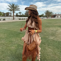 Pink Halter Ruffles Top And Mini Skirt Set