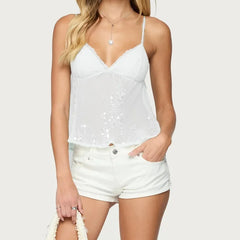Sequin Sheer Cami Crop Top
