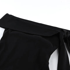 Black Off-Shoulder Tie Up Mini Dress