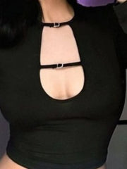 Black garment with a cutout design 