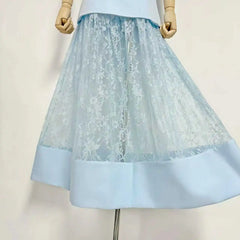 Strapless Smocked Lace Patchwork Maxi Gown