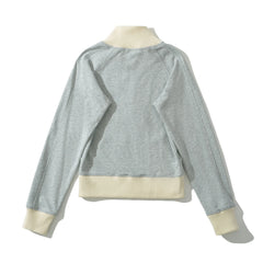 Rib Zipper Sweatshirt And Low Waist Pleated Mini Skirt Set
