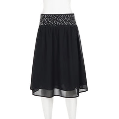Polka Dot Stud Black Midi Skirt