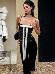 Black Bow Polka Dot Cami Top