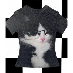 Cat Digital Print Top